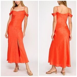 I.N. San Francisco Y2K Off Shoulder‎ Bias Cut Slip Dress M Cowl Neck Midi Fairy